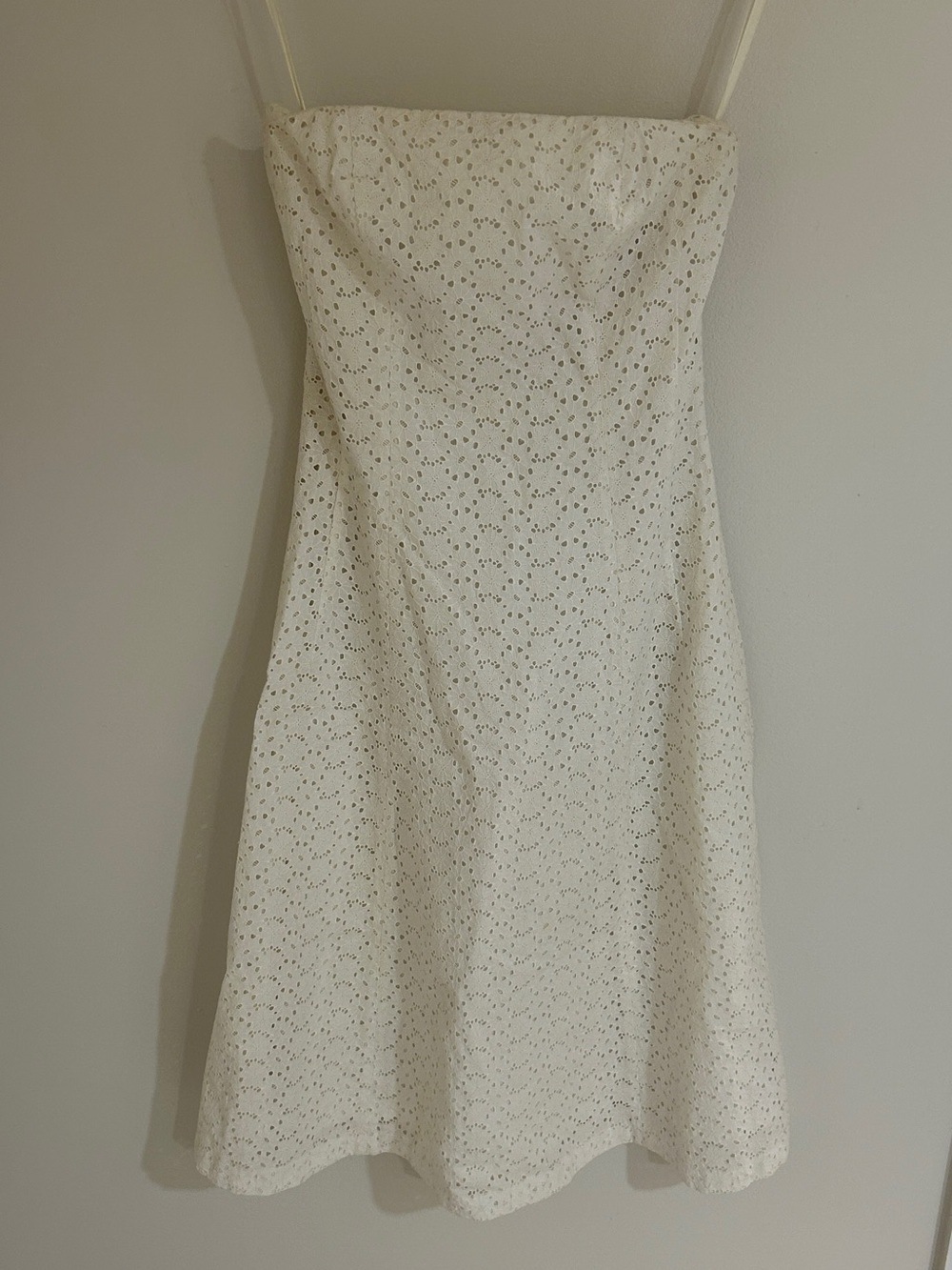 Express White Strapless Eyelet Dress